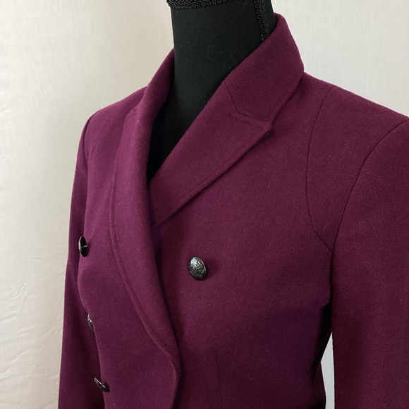 SOLD! Banana Republic Double Breasted Plum Wool Blend Military Jacket - Picture 2 of 13